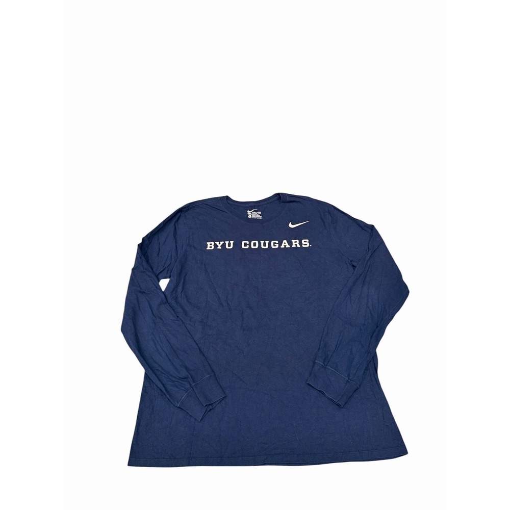 Nike Navy Blue BYU Cougars Long Sleeve Tee Shirt Men's Large